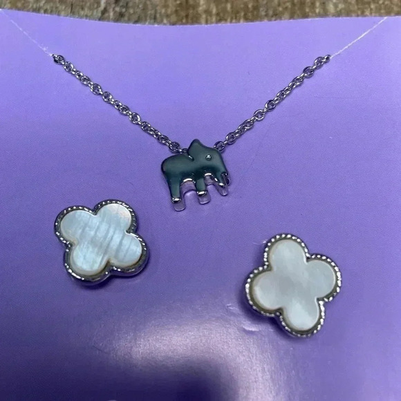 Lily Sky  | Earrings & Elephant 🐘 Necklace - Picture 2 of 4